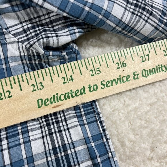 Wolverine Shirt Mens XL Short Sleeve Button Up Plaid Blue - Picture 7 of 9